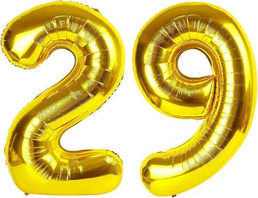 40 Inch Big Gold 29 Balloon Number, Jumbo Giant Happy 29th Birthday Party Decorations, Large 29 Mylar Foil Anniversary Birthday Party Engagement Decorations