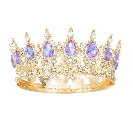 Purple Crown for Women Crystal Tiara and Queen Crown for Girl Wedding Headband for Bride Hair Accessories for Costume Birthday Party Cake Decoration Prom