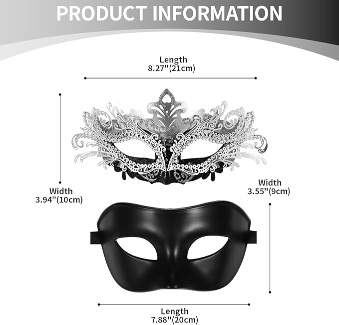 OIDEA Masquerade Mask for Couple - Roman Greek Venetian Mask Halloween Prom Party Costume Ball Mardi Gras Mask for Women Men