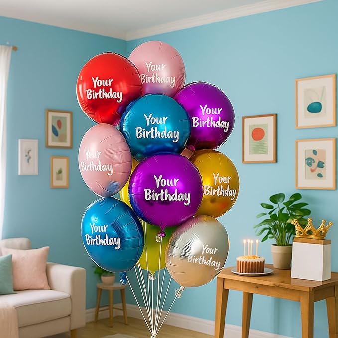10Pcs 18 inch Custom Round Foil Balloon – Personalized with Logo, Photo or Text – Helium Mylar Balloon for Party, Event, Business,Birthday,Wedding (20)