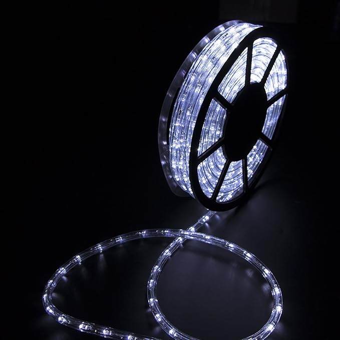 50ft Outdoor LED Rope Lights 540 Connectable Flexible Tube Lights, IP65 Waterproof Rope Lighting for Garden Patio Pool Bedroom Party Christmas Halloween Holiday Indoor/Outdoor Decoration, Cold White
