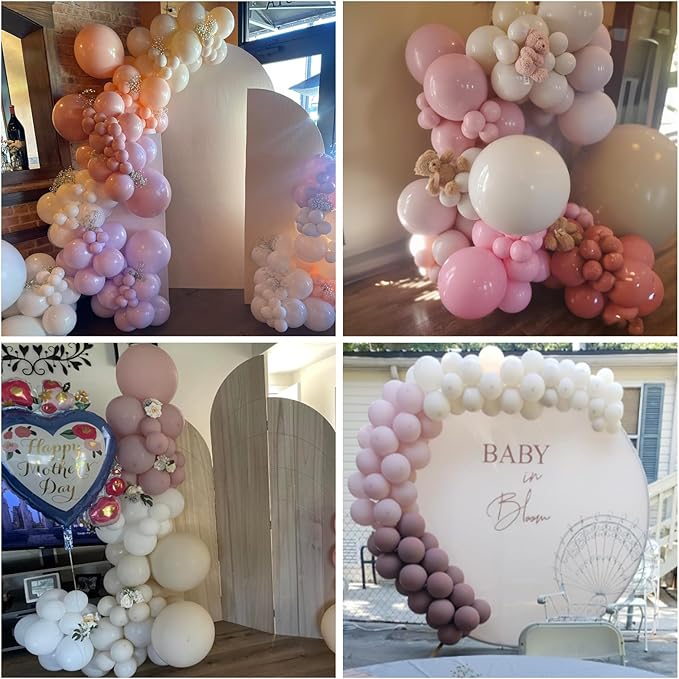 Pink Balloons, 12 Inch 50 Pcs Boho Blush Pink Party Balloon Dusty Rose Nude Pink Balloons Retro Vintage Pink Latex Helium Balloons for Girls Baby Shower Anniversary Wedding Birthday Party Decor