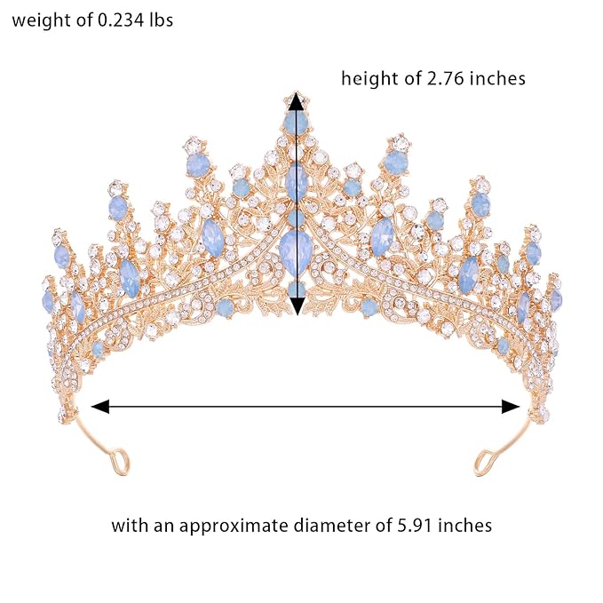 Baroque Tiara for Women Crystal Queen Crowns Rhinestone Princess Tiaras for Girl Wedding Headband for Bride Hair Accessories for Halloween Costume Birthday Party Prom Mother's Gifts