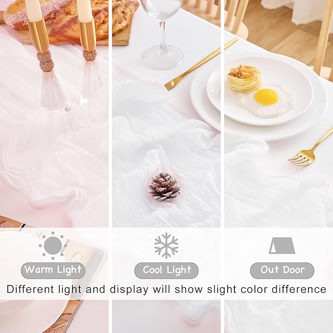 10 Pack White Table Runner 120 Inch Cheesecloth Table Runner 10FT Rustic Boho Gauze Table Runner Long Cheese Cloth Table Runner Semi Sheer Runners for Wedding Bridal Baby Shower Party