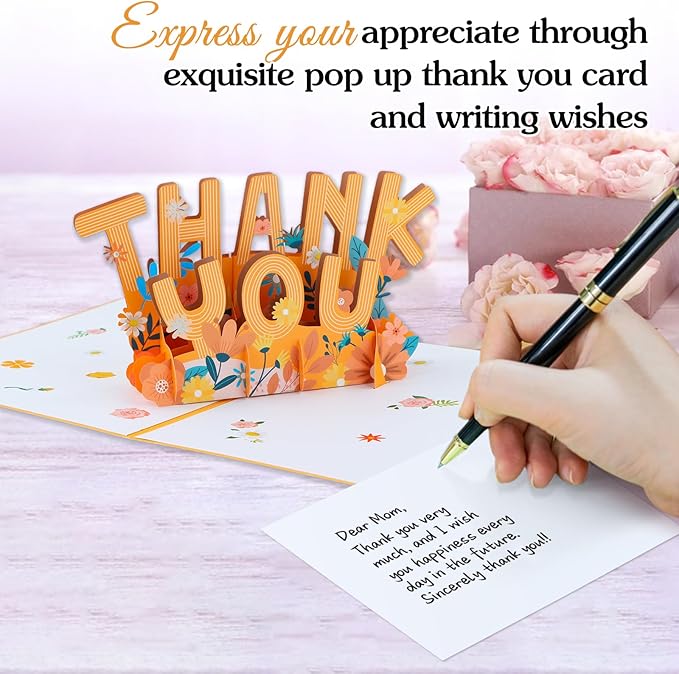 Pop Up Thank You Card - 3D Thank You Pop Up Card with Envelope Appreciation Gift for Parents Family Friends Colleague Teacher Doctor Nurse