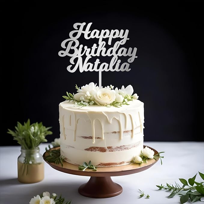 Birthday Cake Topper Custom Name Cake Decoration Personalized Acrylic Happy Birthday Cake Topper (Milkshake)