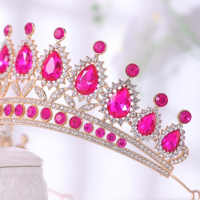 FORSEVEN Crystal Tiaras and Crowns for Women - Wedding and Birthday Party Princess Crown Hair Accessories - Bride Rhinestone Headband Halloween Decorations Hairband