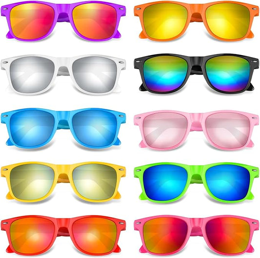 Morcheiong 10-60 Pack Neon Party Sunglasses Unisex Retro Style Party Favors Birthday Beach Pool Party Supplies, 10 Colors