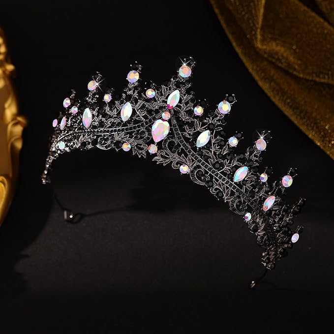 Black Tiara for Women Crystal Queen Crowns Rhinestone Princess Tiaras for Girl Wedding Headband for Bride Hair Accessories for Halloween Costume Birthday Party Prom Mother's Gifts