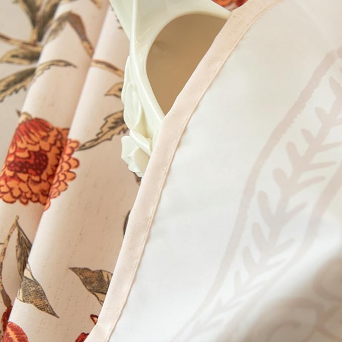 Valentine's Day Tablecloth Waterproof, Red Floral Farmhouse Tablecloth Vintage French Style Home Decor, Elegant Floral Design, Stain Resistant, Perfect for Dining & Kitchen, W52 x L70 inch
