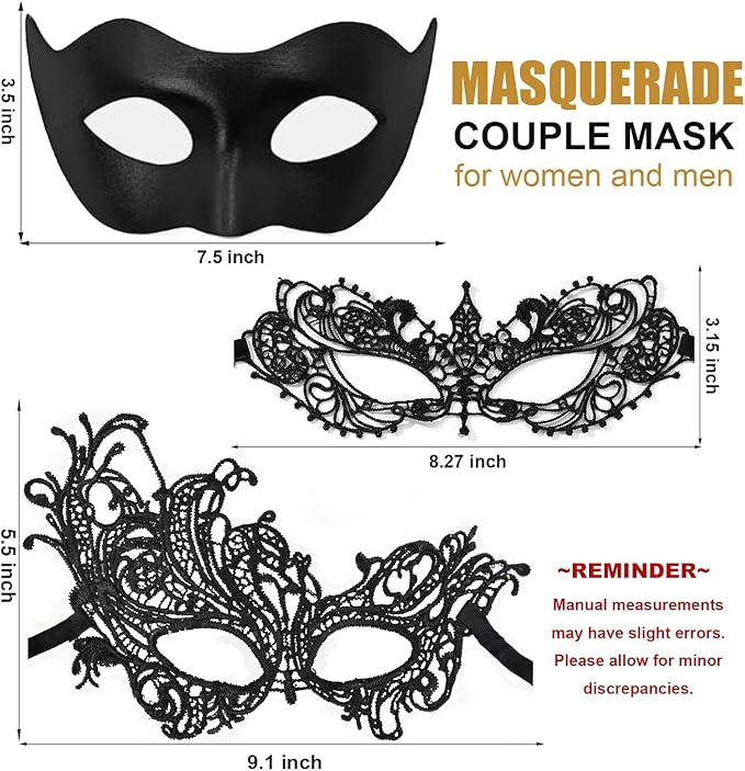 MYMENU Masquerade Masks for Women Couple Men Venetian Mask Halloween Carnival Mask for Party Prom Costume