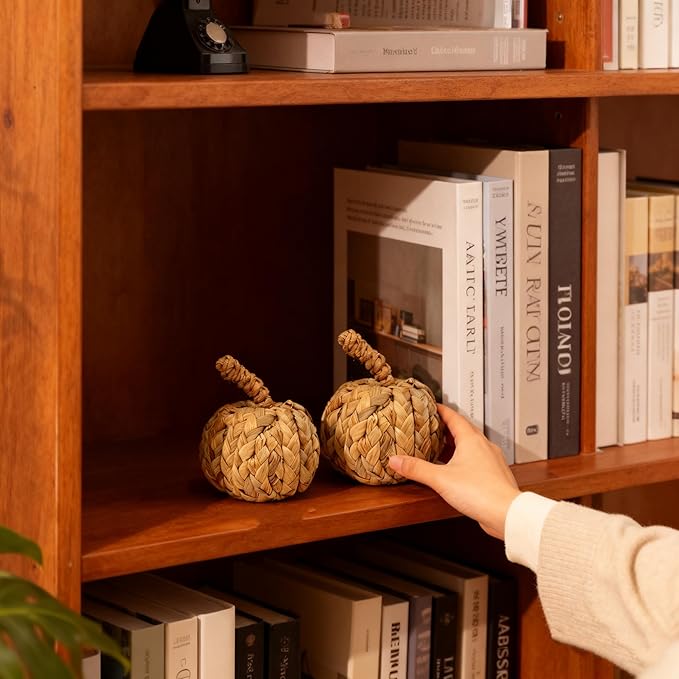 2Pcs of 4Inch Reed Autumn Harvest Small Pumpkins,Serving as Fall Decorations for Thanksgiving & Halloween,are Suitable as Decorative Pumpkins for Table Centerpieces