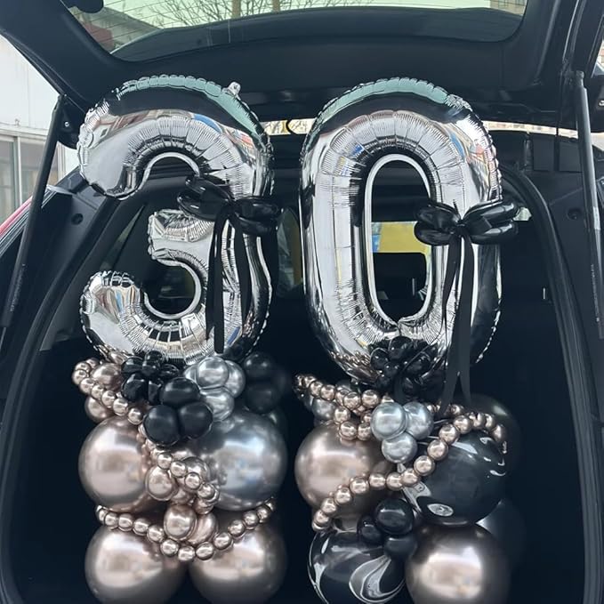 40 inch Silver Number Balloon Giant Foil Helium Balloons Silver Number 4 Balloon for 4th Birthday Party Anniversary Decorations Supplies