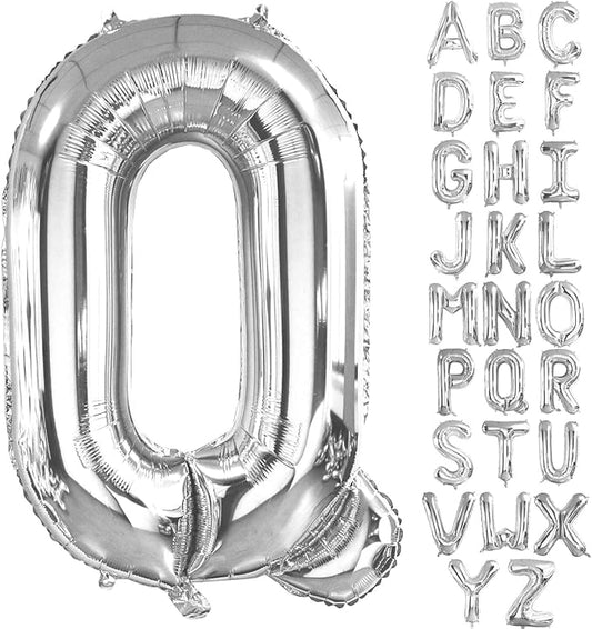 Lovoir 40 Inch Large Silver Letter Q Balloons Big Size Jumbo Mylar Foil Helium Balloon for Birthday Party Celebration Decorations Alphabet Silver Q