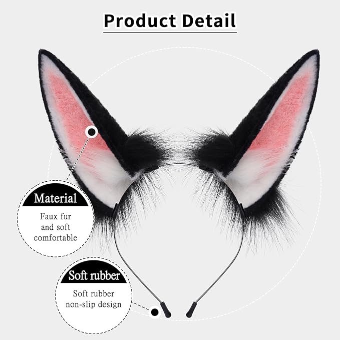 Faux Fur Plush Animal Cat Fox Ears Headband Furry Cute Headwear for Parties Cosplay Costumen Accessory