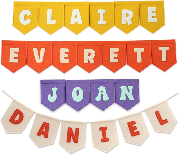 Personalized Premium Handmade Name Felt Bunting Banner for Nursery, Playroom, Special Occasion, Charming Wall Decoration, Customizable Choice of Colors and Letters, Meticulously Sewn