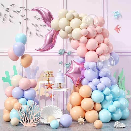 Paready Mermaid Themed Balloons Garland Arch Kit 150Pcs for Sea Princess Theme Birthday Baby Shower Wedding Bridal Shower Engagement Party Decorations
