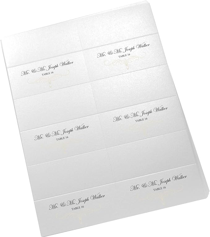 Decadent Flourish Printable Place Cards, Ivory (Choose Color), Set of 150 (25 Sheets), Laser & Inkjet Printers - Wedding, Party, Dinner, and Special Events - Made in the USA