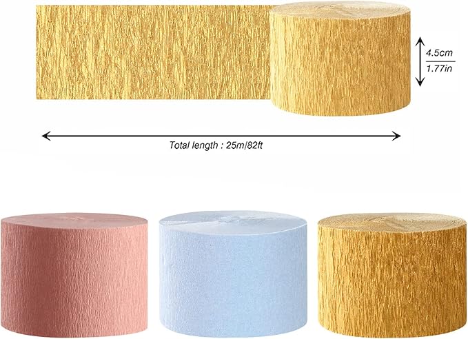 Pink-Blue Gender-Reveal Party-Decorations Streamers - 9 Rolls Wedding Bachelorette Engagement Crepe Tissue Paper Streamer Birthday Baby Bridal Shower Garland Decor Panduola
