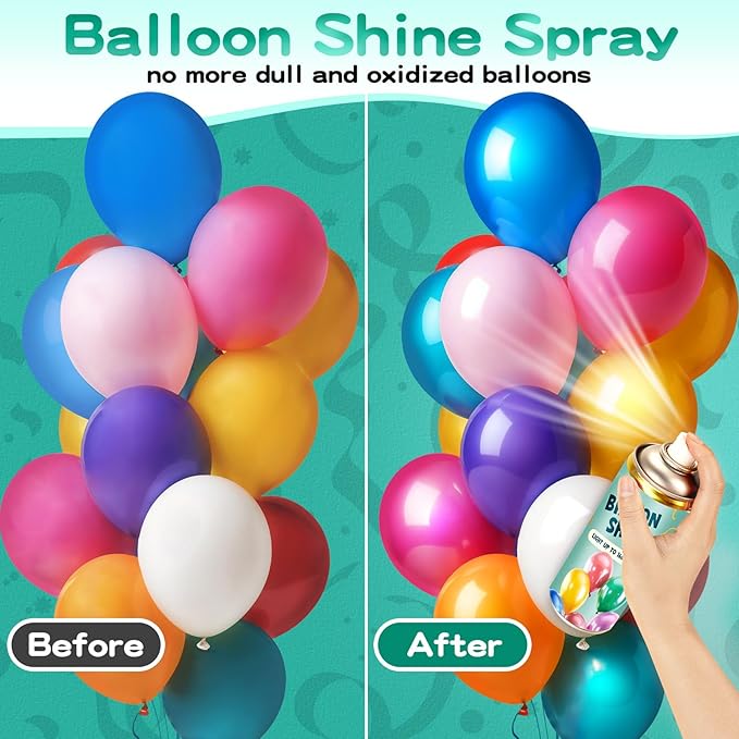 Balloon Shine Spray, 16 Oz High Shine Balloon Spray Odorless, Instant Shine and Lasting More than 7 Days, Waterproof, Perfect for Party, Weddings, and Other Celebrations