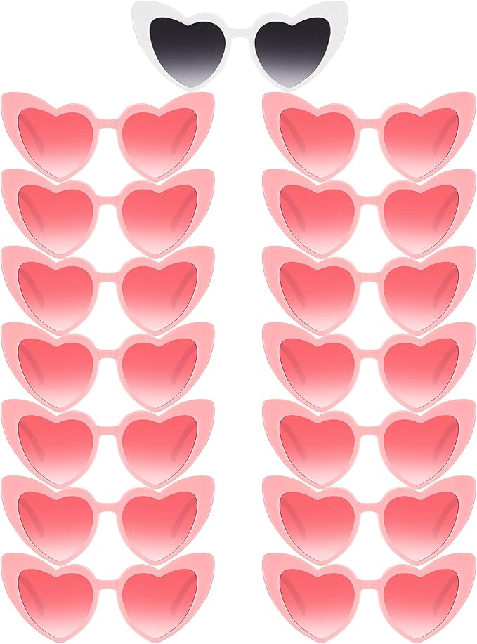 Flutesan 15 Pairs Heart Shaped Sunglasses Vintage Cat Eye Sunglasses for Bachelorette Party Supplies