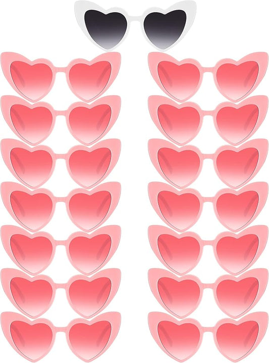 Flutesan 15 Pairs Heart Shaped Sunglasses Vintage Cat Eye Sunglasses for Bachelorette Party Supplies
