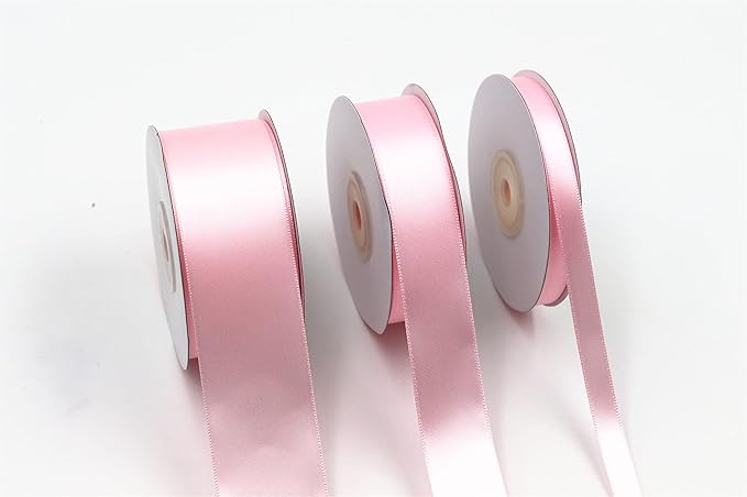 1 Inch x 25 Yards Single Face Solid Color Satin Ribbon Roll, Ribbons Great for Gift Wrapping, Crafts, Wedding Party Decoration, Hair Bows Making and Other Sewing Projects (1" X 25 Yards, Light Pink)