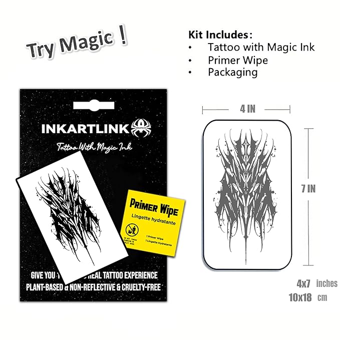 INKARTLINK Semi Permanent Tattoos,Halloween temporary tattoo, party tattoos, realistic, waterproof, cruelty-free, non-reflective (Ink Devil)