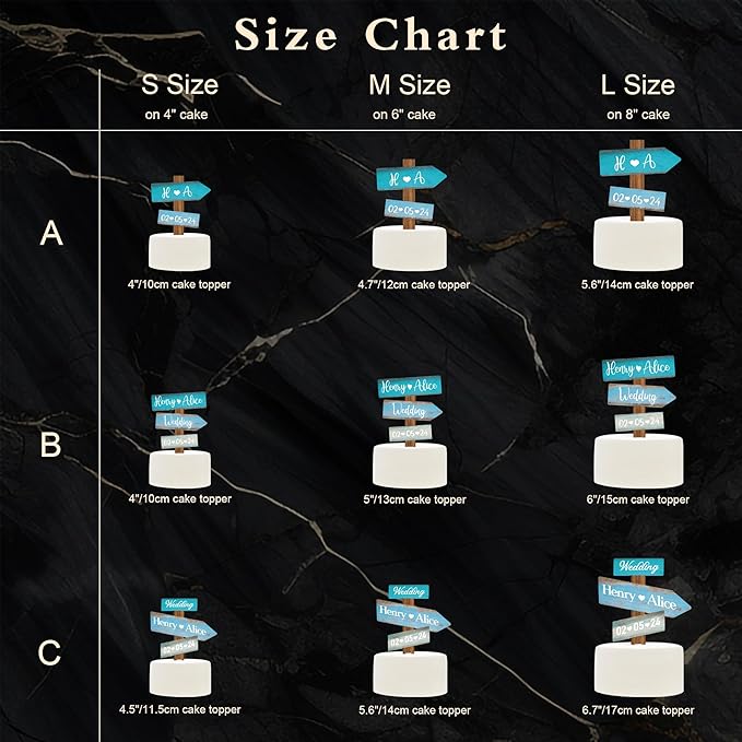 Personalized Beach Themed Wedding Cake Topper in Wood Custom Bride & Groom Names Initials Wedding Date Cake Decoration (Ocean)