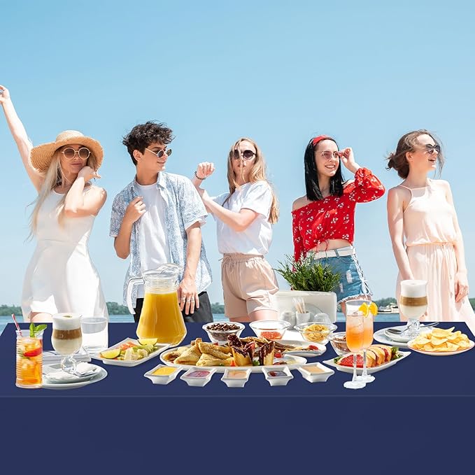 WNINK 4 Pack Navy Blue Tablecloths Dark Blue Rectangle Disposable Plastic Table Cloths 54" x 108" for Birthday, Retirement, Bridal Shower, Wedding, BBQ, Picnic Parties