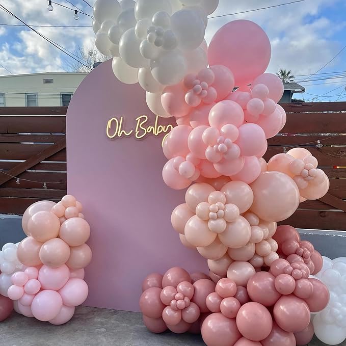 Dusty Pink Balloons, 113Pcs 18/12/10/5 In Vintage Retro Blush Pink Helium Latex Balloon Garland Kit, Different Size Matte Dusty Rose Party Balloons for Boho Birthday Baby Shower Wedding Decorations