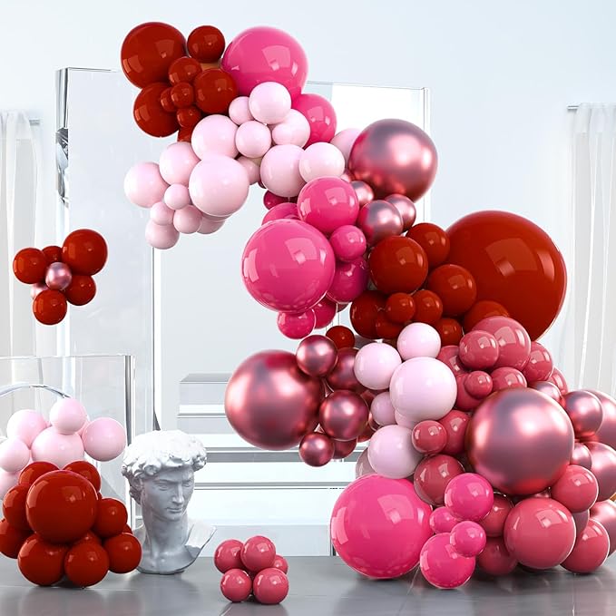 PartyWoo Pink Balloon Garland, 100 pcs Shades of Pink Different Sizes Pack of 36 Inch 18 Inch 12 Inch 10 Inch 5 Inch for Balloon Garland or Balloon Arch as Party Decorations, Birthday Decorations