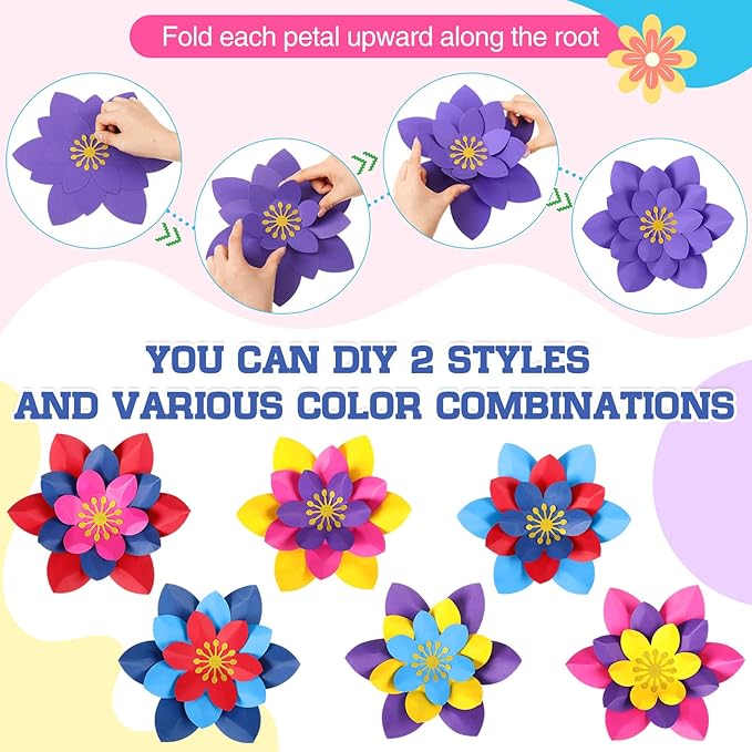 18 Pcs Mexican Paper Flowers Decor for Wall DIY Paper Fiesta Bulletin Board 3D Colorful Mexican Backdrop Decoration for Classroom Back to School Carnival and Holiday Party(Lotus-Shaped,Dark)