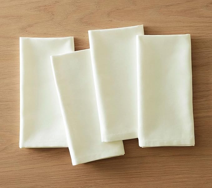 TARAN LIVING Solid Napkin Set Dinner Table Thick Cotton Washable Perfect for Dining Table Cloth Dinner Napkin Sets for Gifting Cotton Table Decor & DIY - Off White, Pack of 4 18x18 Inchs