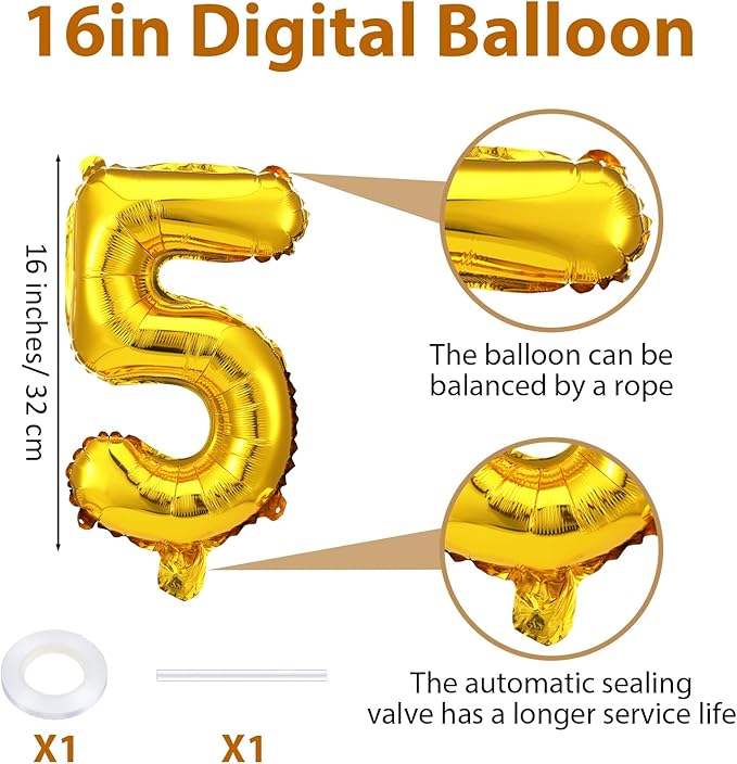 20 Pcs Number Balloons 16 Inch Gold 0-9 Number Foil Balloons Gold Custom Digital Balloon for Birthday Party Engagement Graduations Anniversary Baby Shower Decorations Party Supplies