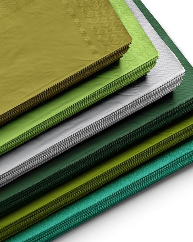 qiqee Green Paper Napkins 13 * 16inch Guest Paper Disposable Towels Napkin Paper Hand Towels for Wedding, Dinner, Birthday Party, Dessert Cocktail ＆ Kitchen Napkins（ 120 Count）