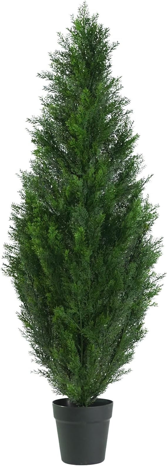 4FT Artificial Topiary Cedar Tree, Fake Cedar Plant for Indoor Outdoor Décor, UV Resistant Faux Evergreen Tree for Home Garden Porch Office, Artificial Christmas Tree Alternative Decoration