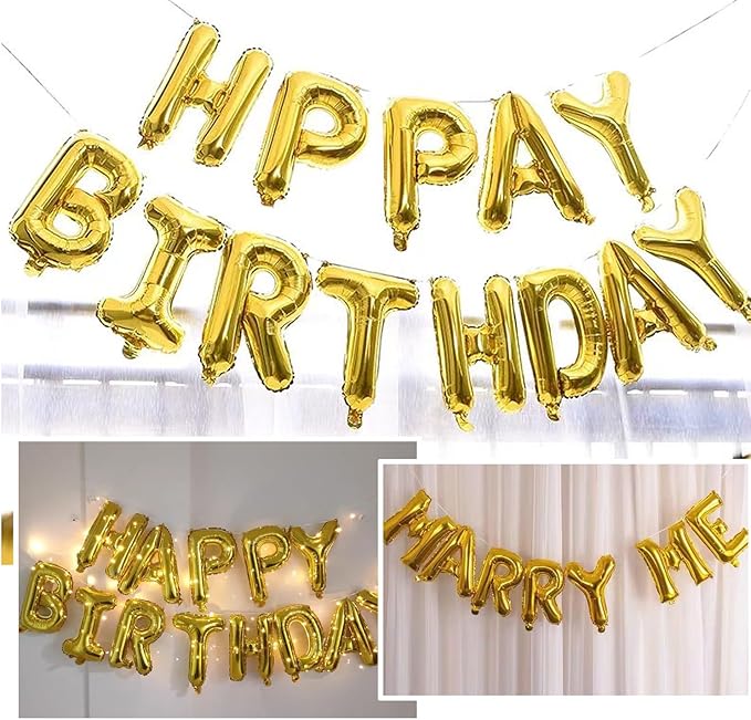 [85 PCS] 16" Foil Personalized Name Happy Birthday Balloons Letters, Mylar Aluminum Custom Name and Age Letter Balloons, 2 Sets A- Z & 0-9 for Birthday Party Graduation, Mother's Day Event (Gold)