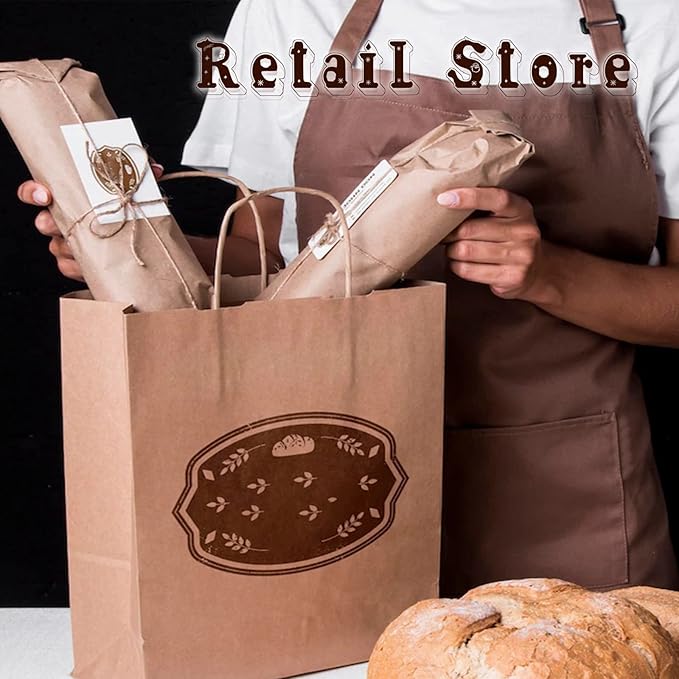 COGLARING 100Pcs White Gift Bags with Handles - 11x5.9x11 Inch Kraft Paper Bags Bulk for Weddings, Parties, Retail & Gift Wrapping - White Paper Bag