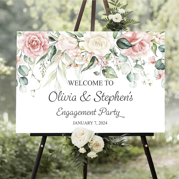Personalized Engagement Welcome Sign, Engagement Party Sign, Engagement Decor, Engagement Decorations, Engagement Sign, Engaged Sign, Engaged Welcome Sign UNIPROSIGNS #20