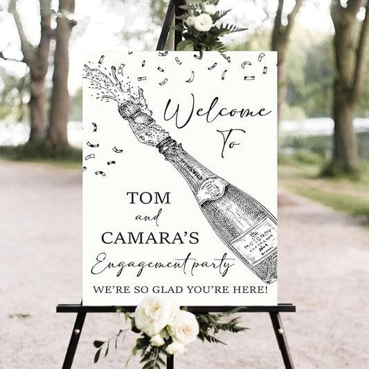 Personalized Engagement Welcome Sign, Engagement Party Sign, Engagement Decor, Engagement Decorations, Engagement Sign, Engaged Sign, Engaged Welcome Sign UNIPROSIGNS #7, Version-07