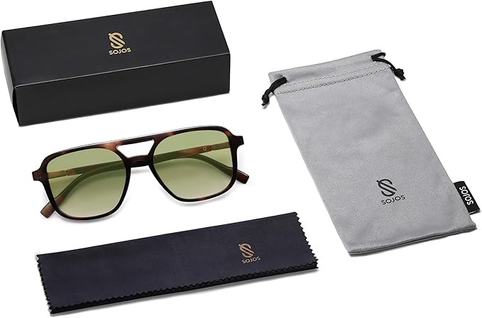SOJOS Retro Aviator Sunglasses for Women Men,Trendy Rectangle Womens Mens Shades Sun Glasses SJ2202