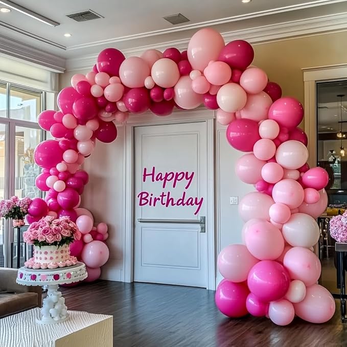Bezente Pro Duralatex Hot Pink Balloons - 3.2g Premium 100 Pack 12 inch Pink Balloons for Long-Lasting Professional Party Decorations, Large Birthday Wedding Valentine's Day Girl's Party