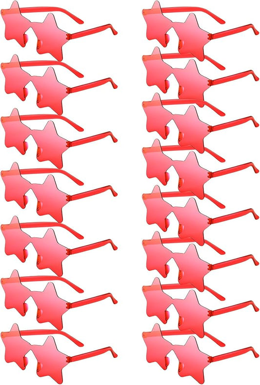PLULON 40 Pairs Red Star Sunglasses Rimless, Star Shape Sunglasses Party Star Glasses Bulk Bachelorette Party for Birthday Beach Kids Adult