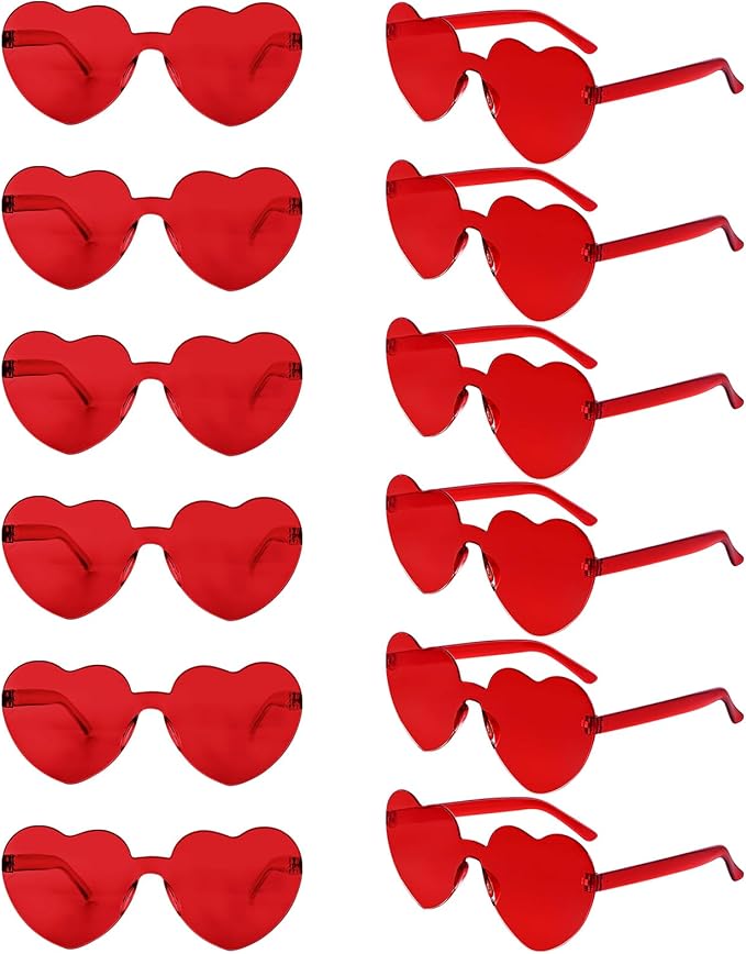 12 Pack Heart Sunglasses for Women Transparent Heart Glasses for Bachelorette Birthday Party Favor Gifts