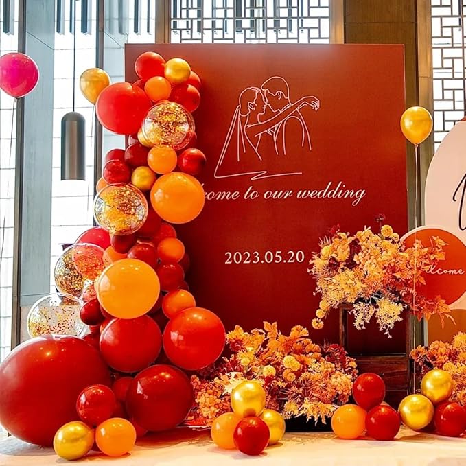 Red Yellow Black Balloons Arch Kit, 156Pcs Matte Latex Balloon Different Sizes 18 12 10 5 Inch for Birthday Baby Bridal Shower Wedding Party Backdrop Decorations