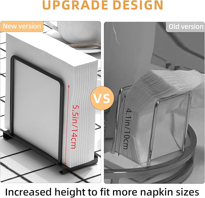 Napkin Holder for Table, Metal Napkin Holder for Kitchen Dining, Standing Paper Napkin Storage for Table Countertop, Black