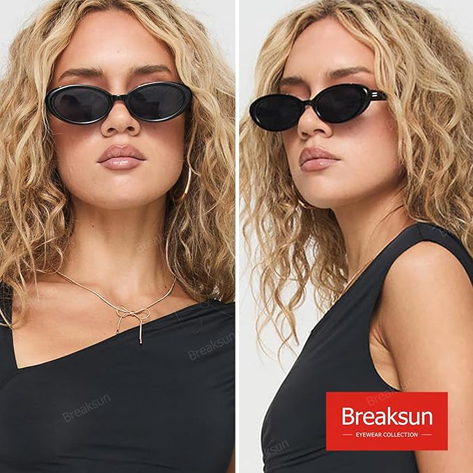 Retro Oval Sunglasses for Women Men Fashion Small Oval Sunglasses 90s Vintage Shades