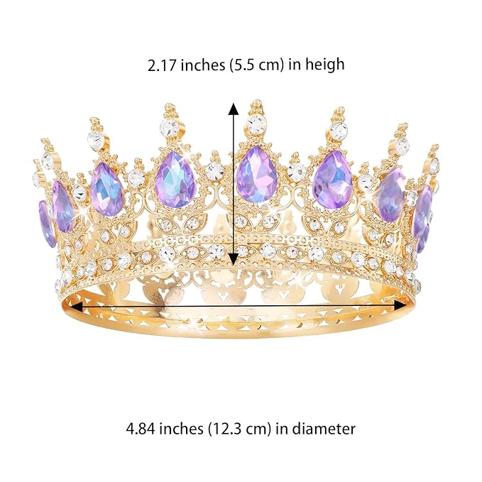 Purple Crown for Women Crystal Tiara and Queen Crown for Girl Wedding Headband for Bride Hair Accessories for Costume Birthday Party Cake Decoration Prom