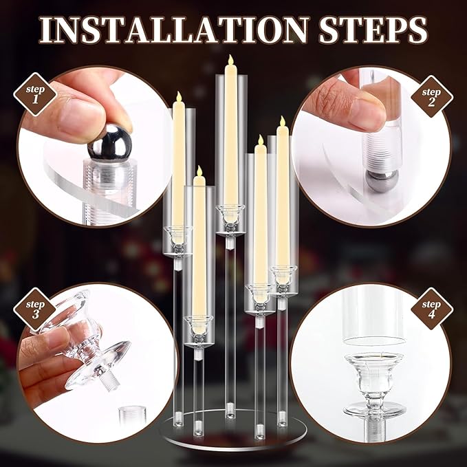 35inch 6pcs Acrylic Candelabra Centerpieces for Tables 5 Arms Wedding centerpieces for Decorations